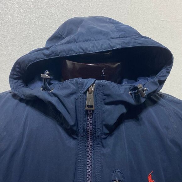 Polo Ralph Lauren Hooded Anorak Down Jacket Coat Navy Blue Men’s Size Large - Picture 5 of 12